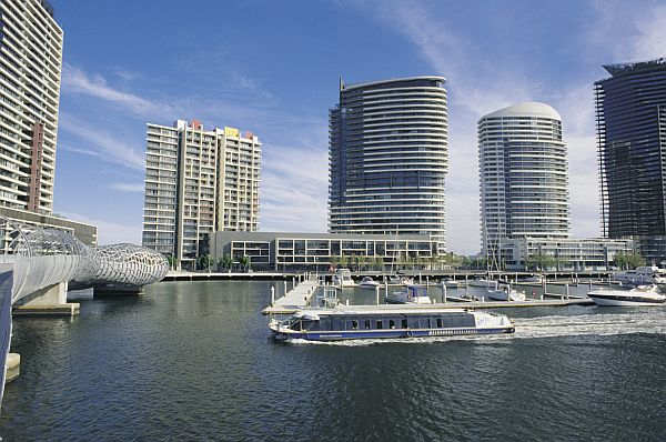 Boats in the Yarra River at Docklands