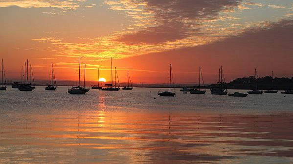 Sunset over the bay at Geelong
