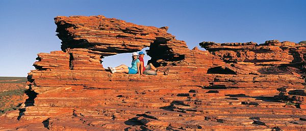 Asian couple at Natures Window in Kalbarri National Park