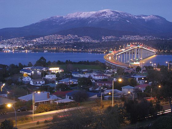 Mt Wellington towering over the city of Hobart