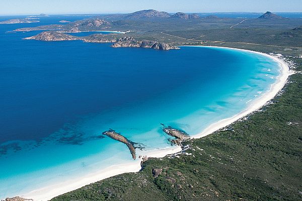 Aerial view of Lucky Bay, located in the Cape Le Grand National Park